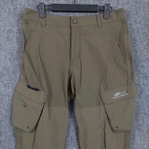 Grundens Cargo Pants Mens 32x28 Large Olive Green Nylon Spandex Outdoor Fishing